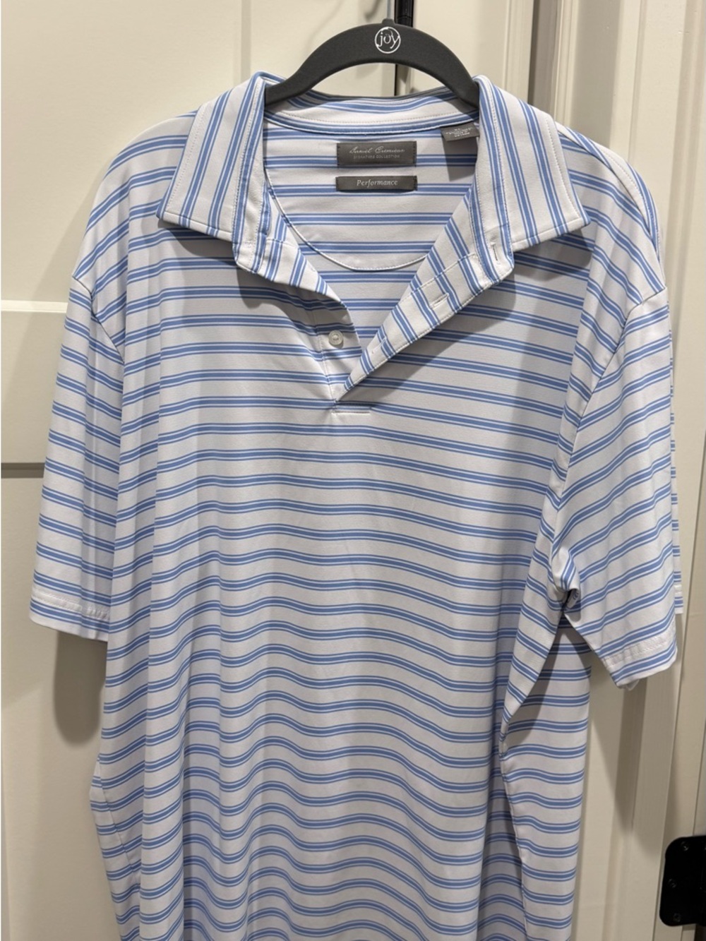 Daniel Cremieux Performance Light Blue Striped Polo Shirt